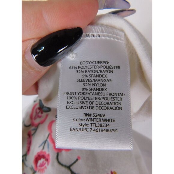 Time and Tru Embroidered Blouse M White Boho Cottagecore Lace - Picture 15 of 16